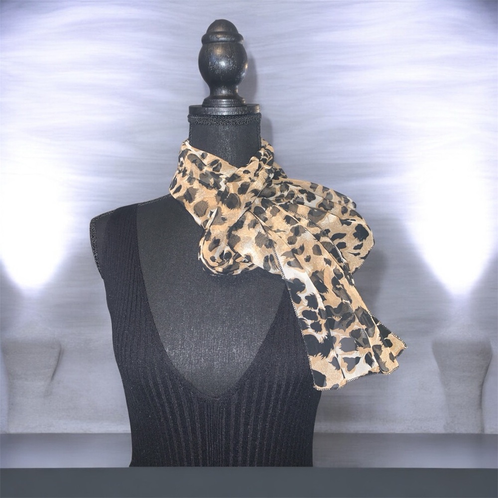 Vintage 90s Animal Print Scarf Sz 54”X10”